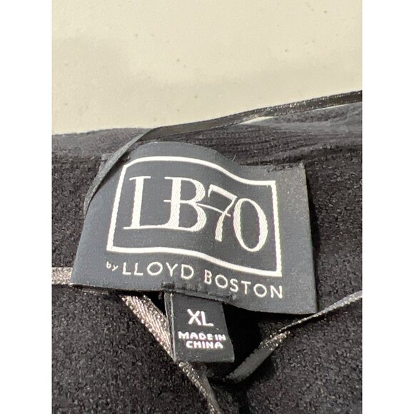 LB70 by Lloyd Boston Throw & Go Belted Sweater Knit Jacquard Dress Size XL Black - Picture 2 of 5